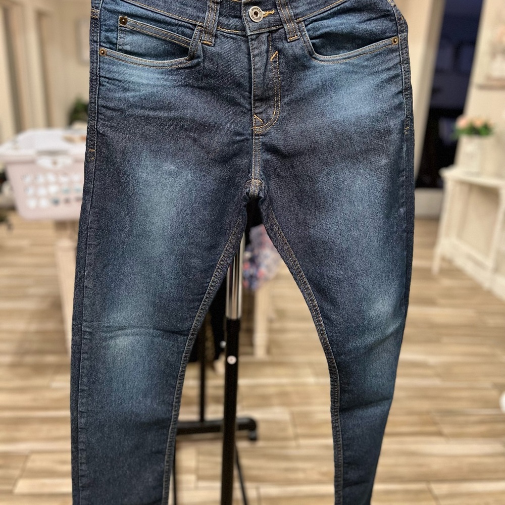 Slim Fit Blue Jeans with Stretch and Faded Finish